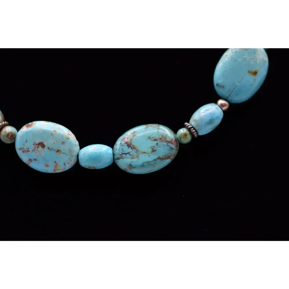 Barse Sterling Silver Necklace 925 Howlite Turquoise Beaded Collar Signed Bin7